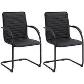 Set di 2 sedie visite Tira in pelle sintetica nera, design robusto e comfort ottimale per ambienti moderni.