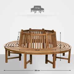 Baumbank Nila 206cm rund mit Rückenlehne - braun