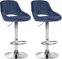 2er Set Barhocker Milet Samt C - blau