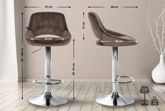 2er Set Barhocker Milet Samt C - braun