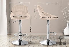 2er Set Barhocker Milet Samt C - creme