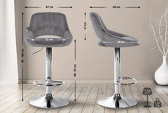 2er Set Barhocker Milet Samt C - dunkelgrau