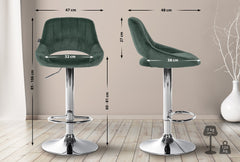 2er Set Barhocker Milet Samt C - gr�n