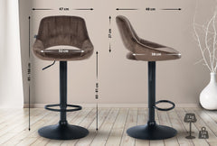 2er Set Barhocker Milet Samt B - braun