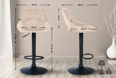 2er Set Barhocker Milet Samt B - creme