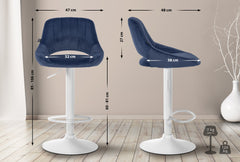 2er Set Barhocker Milet Samt W - blau