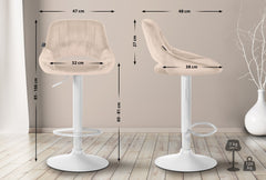 2er Set Barhocker Milet Samt W - creme