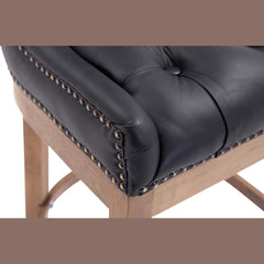 Barhocker Lakewood Echtleder, Antik-hell - schwarz - InfinityMarket