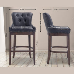 Barhocker Lakewood Echtleder, Antik - schwarz - InfinityMarket