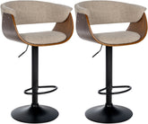 Set di 2 sgabelli da bar Vestal in legno noce con seduta crema, eleganti e funzionali per ogni ambiente.
