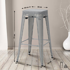 4er Set Barhocker Fletcher - silber