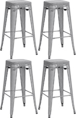 4er Set Barhocker Fletcher - silber