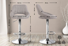2er Set Barhocker Milet Stoff C - grau