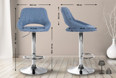 2er Set Barhocker Milet Stoff C - blau