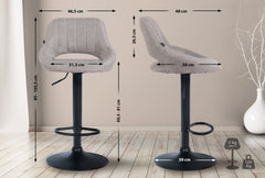 2er Set Barhocker Milet Stoff B - grau