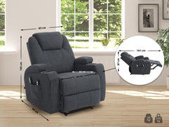 Sessel Hepler mit Massagefunktion Stoff - dunkelgrau