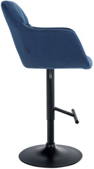 Barhocker Natoma Samt schwarz - blau