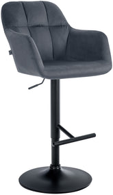Barhocker Natoma Samt schwarz - dunkelgrau