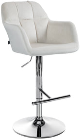 Barhocker Natoma Samt chrom - creme