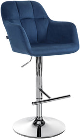 Barhocker Natoma Samt chrom - blau