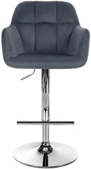 Barhocker Natoma Samt chrom - dunkelgrau
