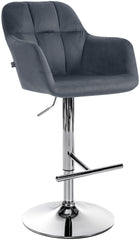 Barhocker Natoma Samt chrom - dunkelgrau