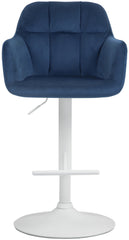 Barhocker Natoma Samt wei� - blau