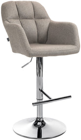 Barhocker Natoma Stoff chrom - taupe