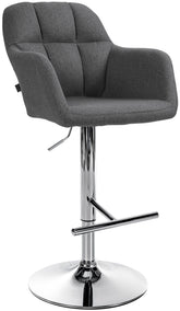 Barhocker Natoma Stoff chrom - dunkelgrau
