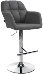 Barhocker Natoma Stoff chrom - dunkelgrau