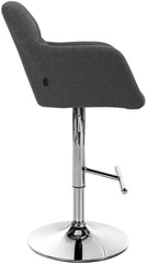 Barhocker Natoma Stoff chrom - dunkelgrau