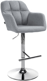Barhocker Natoma Stoff chrom - grau