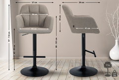 Barhocker Natoma Stoff schwarz - taupe