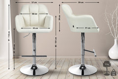 Barhocker Natoma Stoff chrom - creme