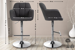 Barhocker Natoma Stoff chrom - schwarz