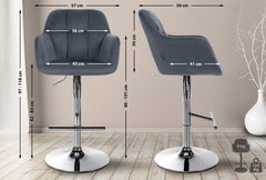 Barhocker Natoma Samt chrom - dunkelgrau