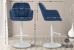 Barhocker Natoma Samt wei� - blau