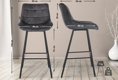 Barhocker Weston Samt - dunkelgrau