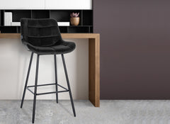 Barhocker Weston Samt - schwarz
