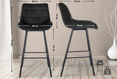 Barhocker Weston Samt - schwarz