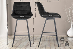 Barhocker Weston Schwenkbar Samt - schwarz