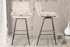 Barhocker Weston Schwenkbar Samt - creme
