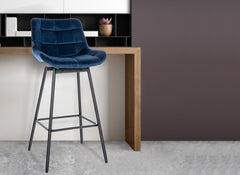 Barhocker Weston Schwenkbar Samt - blau