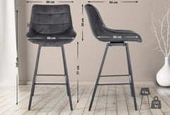 Barhocker Weston Schwenkbar Samt - dunkelgrau
