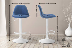 Barhocker Kiel Stoff wei� - blau