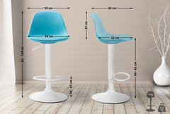 Barhocker Kiel Kunstleder wei� - blau