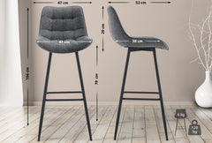 Barhocker Dartford Stoff - dunkelgrau