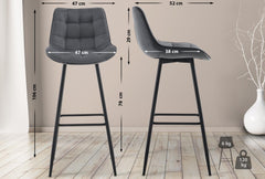 Barhocker Dartford Samt - dunkelgrau