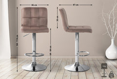2er Set Barhocker Peru Samt chrom - braun