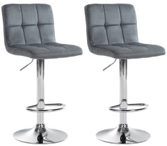 2er Set Barhocker Peru Samt chrom - dunkelgrau